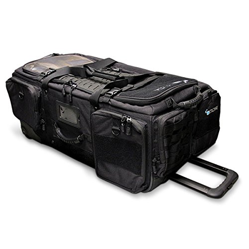 ODOR CRUSHER Ozone Rolling Transport Bag with K9 bowls, Duffle Bag, Odor Eliminating Bag, Destroys Odors, Mold, Mildew, and Viruses, for Military, Police and Athletes, Size 28.8″ x 14″ x 11.5″, Black