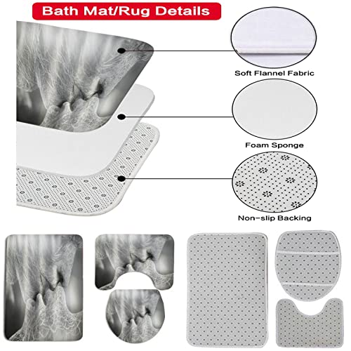 3-teilig Badematten Set, 3D Digitaldruck Figuren Badteppich Sets rutschfest Badvorleger Grau Waschbar U-Förmiger… – Bild 3