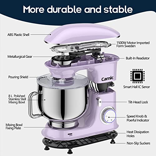1500W Küchenmaschine Knetmaschine Camic 8L Küchenmaschine Rührgerät Multifunktionsmischer geräuscharm leistungsstark und… – Bild 5