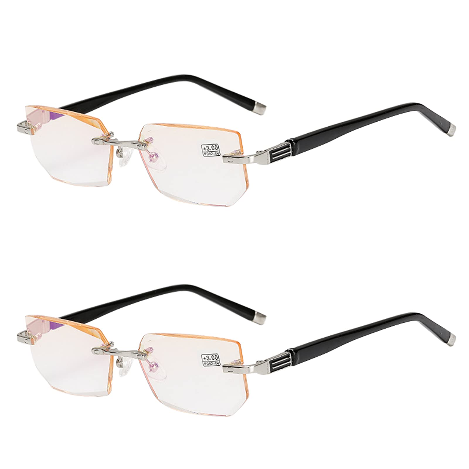 Czytanie okularów Komputery Moda Okulary przeciw Blu-ray Metalowe Bezbarwne Okulary do czytania HD Nadaje się do częstego używania Telewizor Komputerowy Telewizja lub telefon komórkowy,3 pack mixed color,+2.00