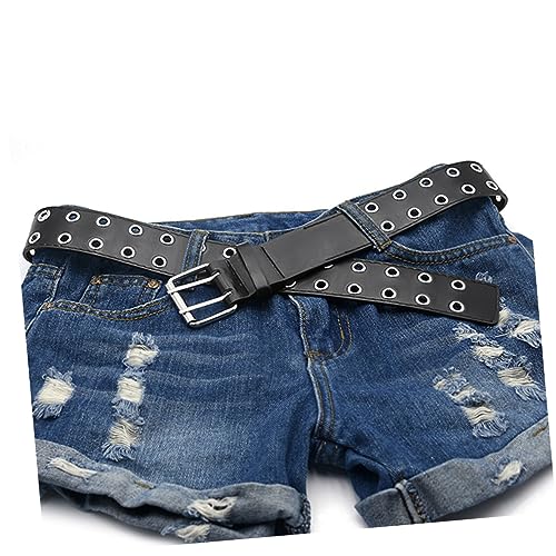 1Pc Black Punk Waist Belt for Men Versatile Double Buckle Design Durable Fashion Accessory for Daily Wear and All Occasions4