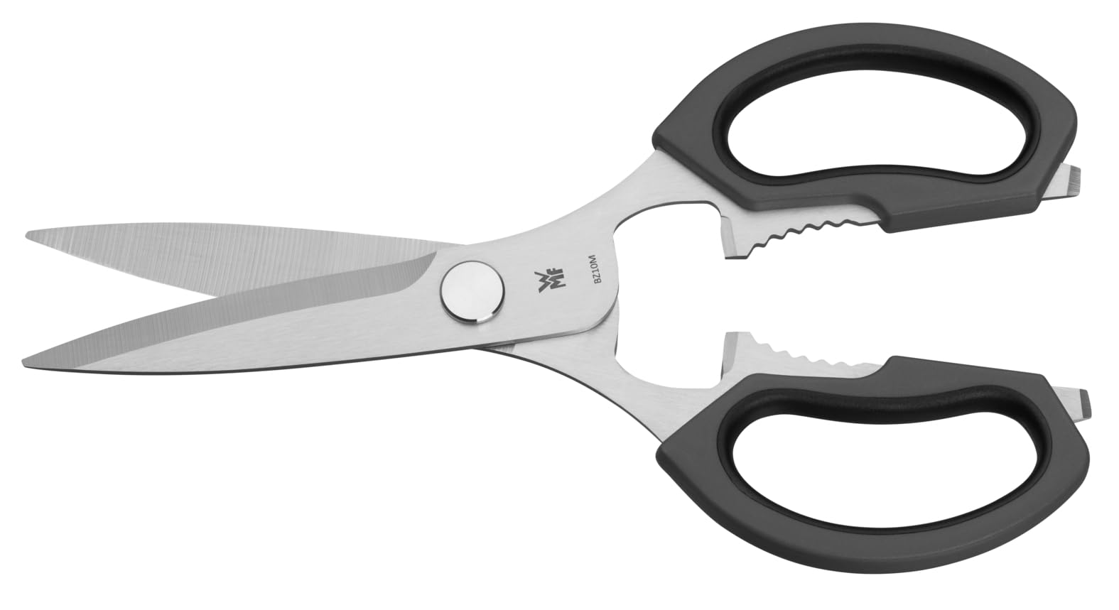 WMF Forbici da cucina 23 cm, acciaio inossidabile Cromargan, manico in plastica, forbici universali con apribottiglie e sollevatore di lattine, Grigio scuro