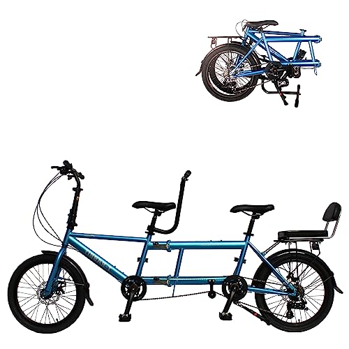 BGGFNZ Bicicletas tándem Plegables Bicicleta de Crucero de Playa para Adultos, Bicicleta tándem con Ruedas de 20 Pulgadas, Bicicletas tándem Ajustables de 7 velocidades Bicicleta de Crucero