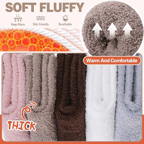 Image of Fuzzy Socks Fluffy Thick Warm Winter Soft Cozy Plush Sleep Home Fleece Cabin Soft House Socks for Women Men