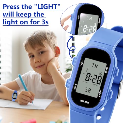 Image of Juboos Kids Watch Digital Waterproof Wristwatch for Boys Girls Age 7-16 | Sport Outdoor with Night Light , Alarm Clock, Stopwatch