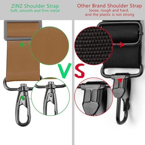 Image of ZINZ 79 inch Shoulder Strap, Extra-thick Fixed Cushion Pad and Dual Clasps Universal Replacement Strap with Metal Swivel Hooks for Laptop Bags, Luggage Bags, Camera, Crossbody(Khaki)