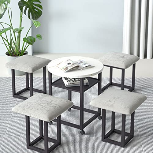 Ensemble de sièges cubiques et table pivotante encastrable pour salon
