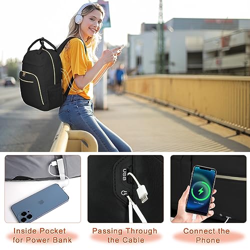 Backpack for Women School Backpack Travel Backpack Lightweight Laptop Backpack Women 15.6 Inch Backpack for School Teens Casual Daypack Backpacks College Travel Work,Black - Image 3