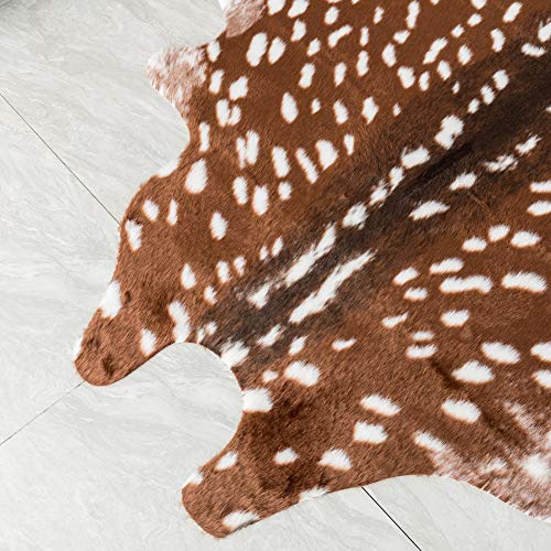 Asuprui DEER RUG Cowhide Rug Animal Rug Deer Print Rug Faux Cow Hide Western Area Rug Sika Deer Animals Mat Carpet thumb #7