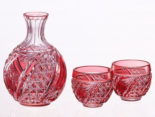 カガミクリスタル 江戸切子 酒器揃マーク入り ガラス食器 送料無料，格安