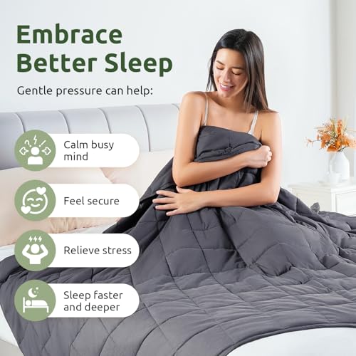 Sivio Weighted Blanket for Adults 100% Cotton, 104"x88" 20 lbs, Large Cooling Summer Heavy Blanket for Sleep, Breathable Soft Blankets with Premium Glass Beads, Machine Washable, Dark Grey
