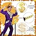 Yahenda 4 Pcs Halloween Pimp Costume Accessories Include Tiger Print Hat Dollar Scepter Pimp Cane Dollar Necklace Retro Sunglasses for Men Women 80s 90s Halloween Dress up Parties