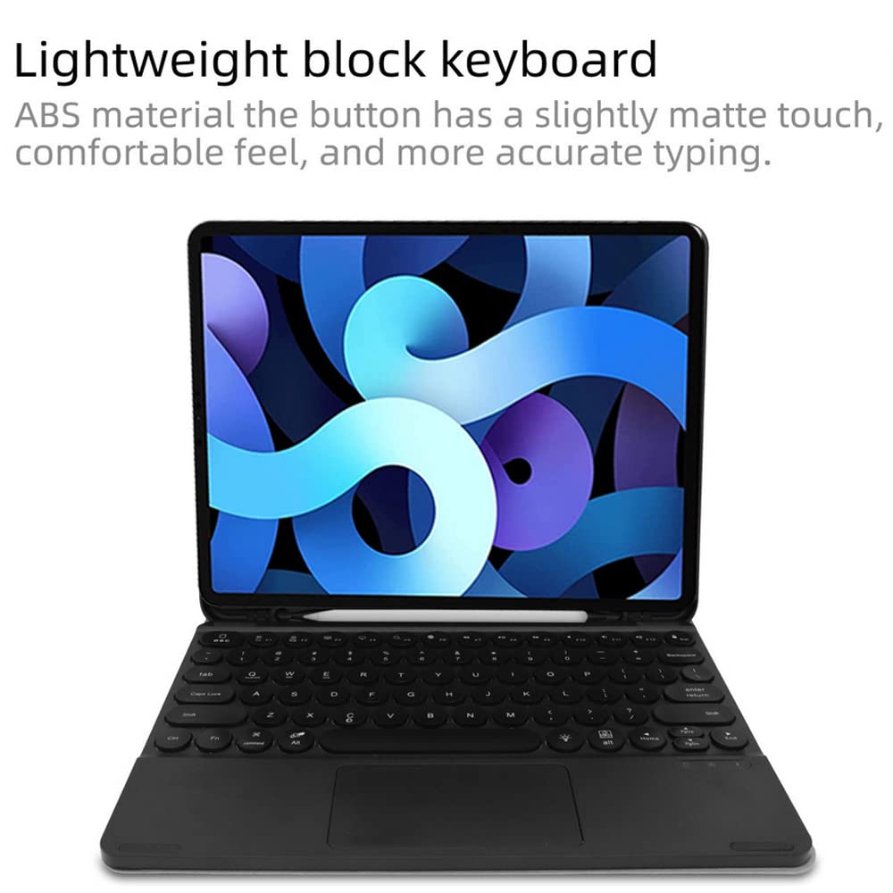 Étui clavier avec pavé tactile pour iPad Air 4ème génération 10,9" 2020, fin et léger [texture de tissu] avec clavier QWERTY rétroéclairé pour iPad Air 4ème génération, noir