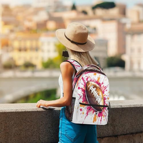 Colorful Splashes Rugby Ball Kids Backpack, Lightweight School Bookbag Large Capacity Laptop Backpack Water Resistant Daypack Shoulder Bag for Teenager Boys Girls4