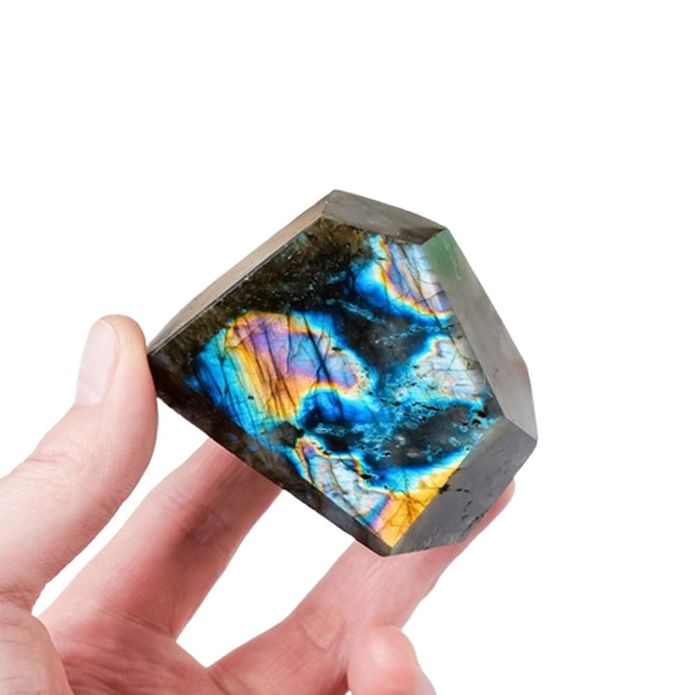 ITCLEYMDZV Crystal Labradorite Rough Stone Mine Mark Geometry Blue Moonstone Home Desktop Decoration Ornaments,100~150g
