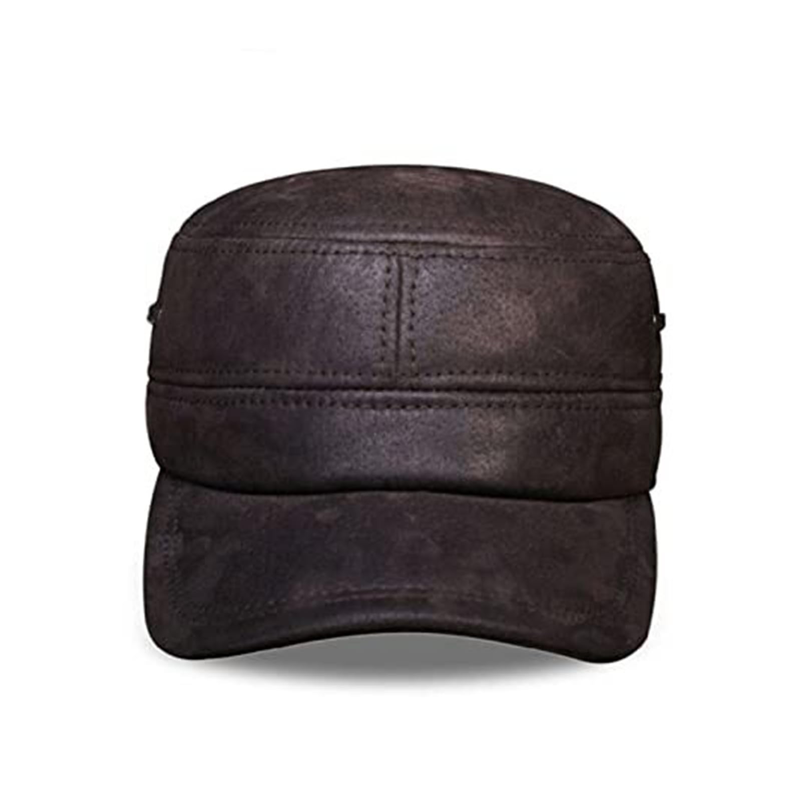 Men's Genuine Leather Baseball Cap - Warm Winter Flat in Camel, Real, Suitable for All Seasons
