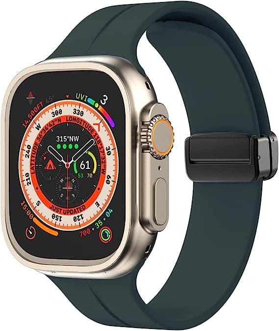 Image of Printme Silicone Sport Band Compatible with Apple Watch 38mm 40mm 41mm 42 mm 44 mm 45 mm 49 mm, Magnetic Clasp Adjustable Strap Compatible for iWatch Series SE Series 1-8