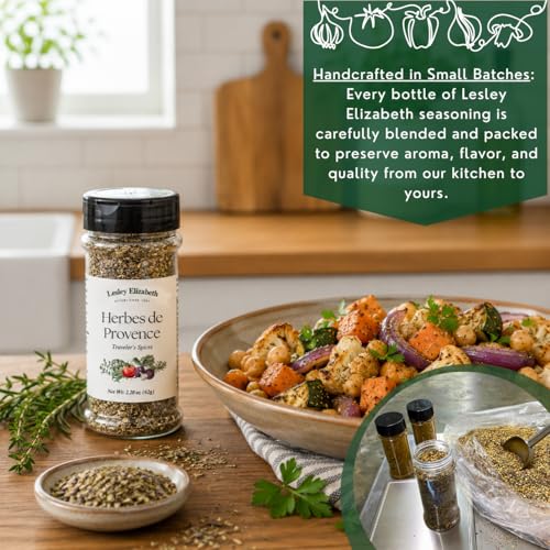 Image of Lesley Elizabeth Herbes de Provence Traveler's Spices - Authentic French Herb Blend for Chicken, Fish, Pork & Vegetables | All-Purpose Gourmet Cooking & Grilling Seasoning