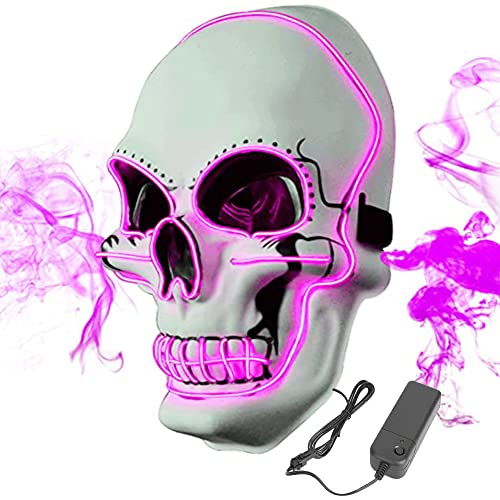 CEASELESLY LED Masque de tête de mort,Masque purge,Masqu cosplay,Masque halloween horreur,Peinture DIY et 3 modes d'éclairage,pour la DéCoration de Costumes de FêTe de Carnaval(Violet) Cover