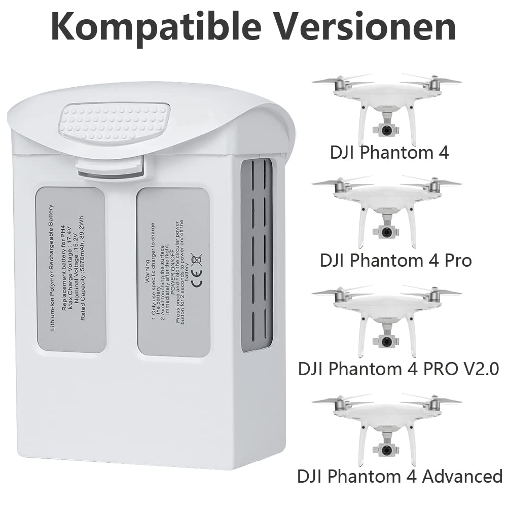 Phantom 4 - Batteria sostitutiva per DJI Phantom 4, DJI Phantom 4 Pro, DJI Phantom 4 Pro V2.0 Phantom 4 Phantom 4 Pro V2.0 Phantom 4 Advanced Drone Series