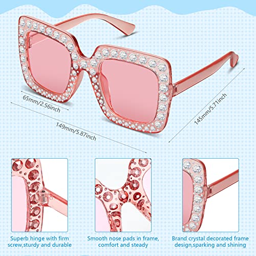 Women Sun Visor Bling Visor For Women Summer Crystal Sunglasses Oversized Square Sunglasses For Sports Tennis Outdoor (Pink) #TOP2