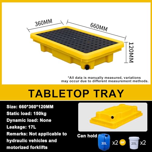 Paletten-Garagen-Wandregale, industrielle modulare Auffangplattform für Öl- und Chemikalienbehälter, 120 x 120 x 17 cm, sichere Lagerplattform für Farbeimer und Gefahrstoffe, Lösung zur Verm