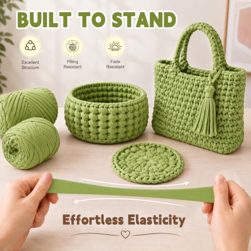 Image of Katech 800g T Shirt Yarn for Crocheting, Crochet Yarn for Knitting-Green