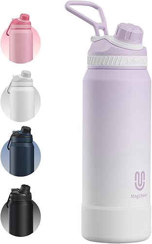 Miniatura 9 de Botella de agua aislada de 24 onzas, acero inoxidable al vacío de doble pared, diseño de boca ancha, botella reutilizable a prueba de fugas para