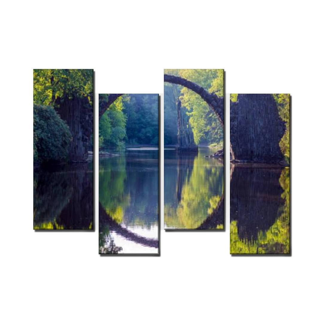 4 Panel Canvas Pictures Devilish bridge in Kromlau Home Decor Gifts Canvas Wall Art for your Living Room