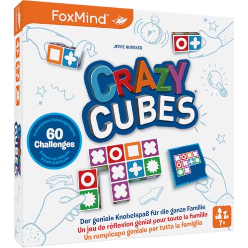 FoxMind 3100235 Crazy Cubes, genialer Knobelspaß für die Familie, rasantes Würfelpuzzle für 1-4 Personen, Brainteaser für Kinder ab 7 Jahren