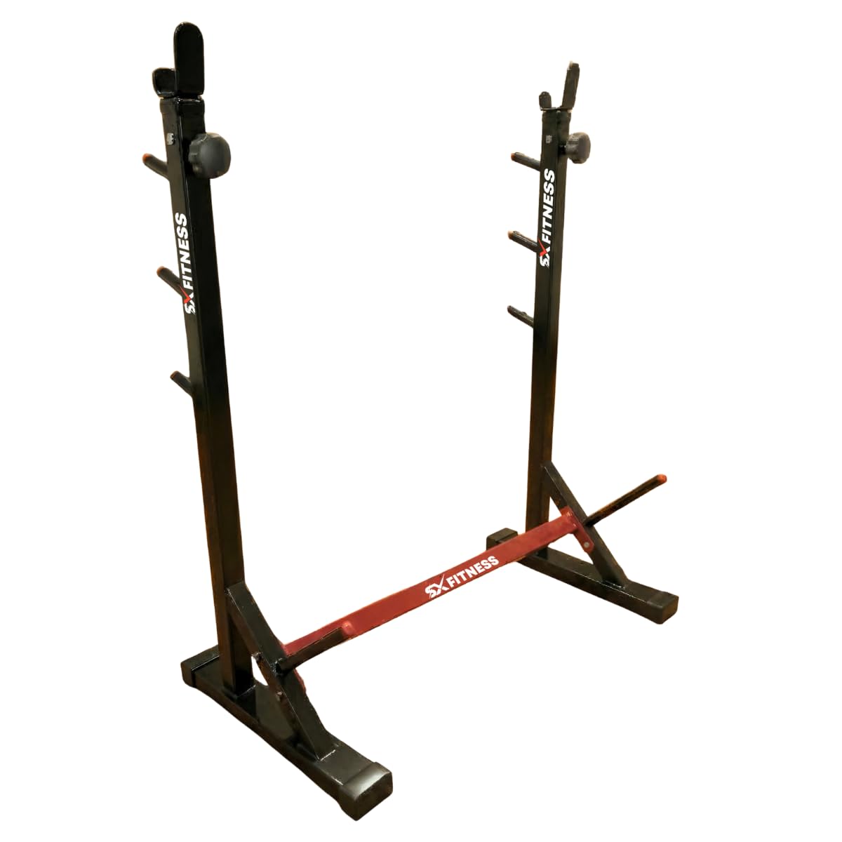 SX FITNESS Multi-Functional Fully Adjustable Squat Stand, Bicep Stand with 5 Adjustable Level and Height for Home Gyms, Barbell Stand for Squat Exercises Color Red & Black-image-32