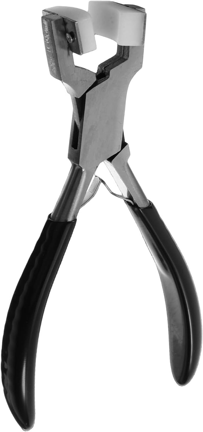 Stainless Steel Jewelry Pliers for Wire Bending and Bracelet Crafting with Nylon Flat Jaws, Black Handle, Jewelry Making Tool for Bead Wire Forming and Eyeglass Adjustment