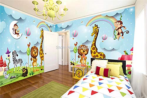 Papier peint 3D animaux pour chambre d'enfant fille et garçon 250x175 cm
