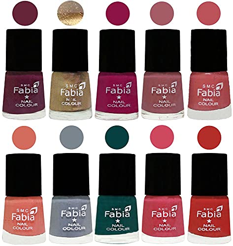 Image of ALL IN ONE (PACK OF 10), Long Lasting Glossy Nail Polish, 6 ml Each, All Vibrant Colours,01887