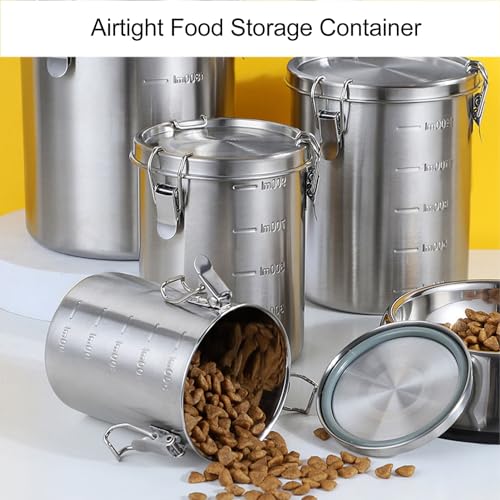 Oreilet Metal Dog Food Storage Container, Stainless Steel Airtight Pet Food Canister with Lid, Cat Dog Food Holder Bin Cookie Jar Treats Container for Home Kitchen Farmhouse (2500ML) by Oreilet - Image 3