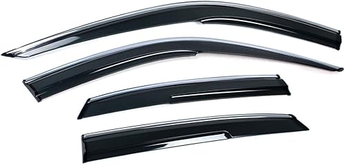 Visera de ventana tintada de humo con moldura cromada de alta calidad, deflector con clips compatible con Honda Civic Hatchback LX EX Sport Touring