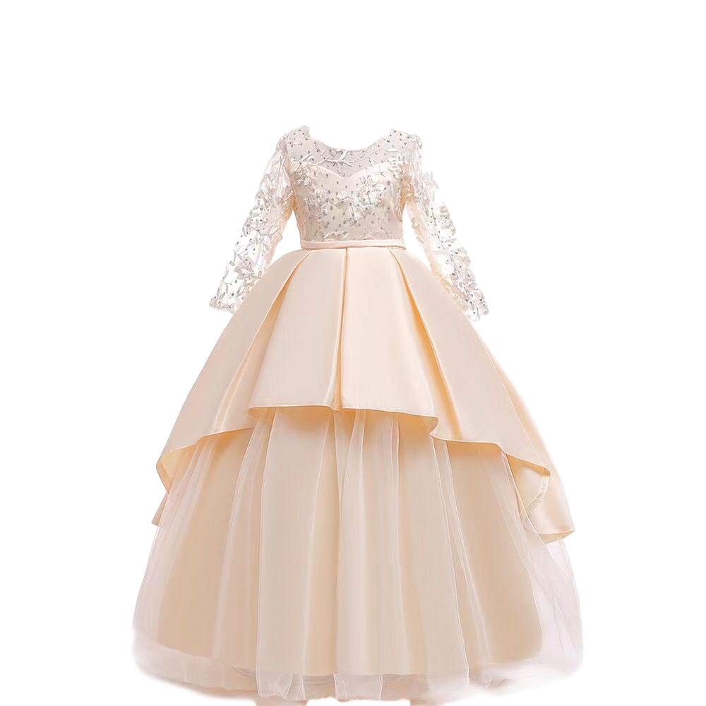 Best Gift.DressesBestGift Kids Girls Wedding Flower Girl Dress elegant Princess Party Pageant Formal Dress Sleeveless Lace Tulle long Dress