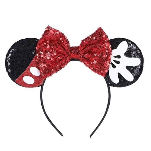 GAIGISFUR Miki and Mini Ears Headbands, Sequin Ears for All, Shiny Bow Hairbands - Perfect for Cosplay, Parties & Accessories (red)