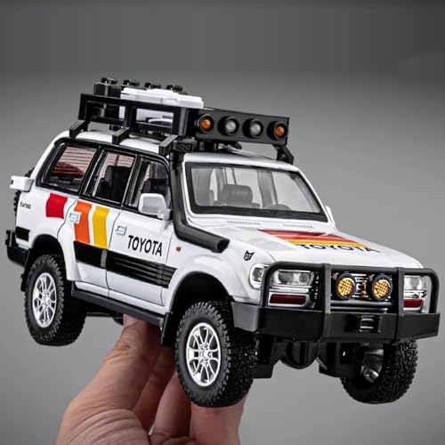 Image of 1:24 Scale Land Cruiser Toy Car for Kids Diecast Metal Car Light Sound Pullback Openable Door Model Cars, Orange