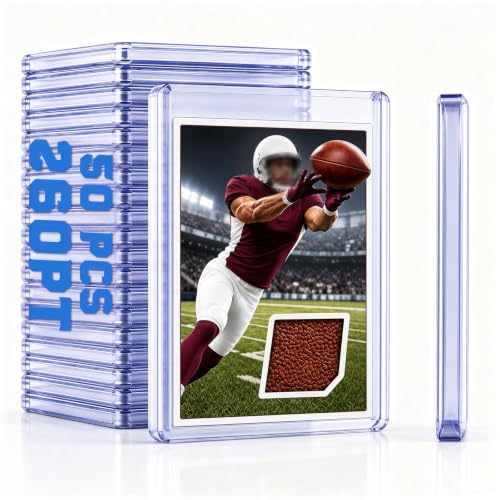 Image of DEDC 50 Top Loader Thick Card Load Holder Storage for Trading Cards Sports Sleeves Hard Plastic 260 Point Protective Toploaders 3 inchx4 inch Rigid Memorabilia Collectibles