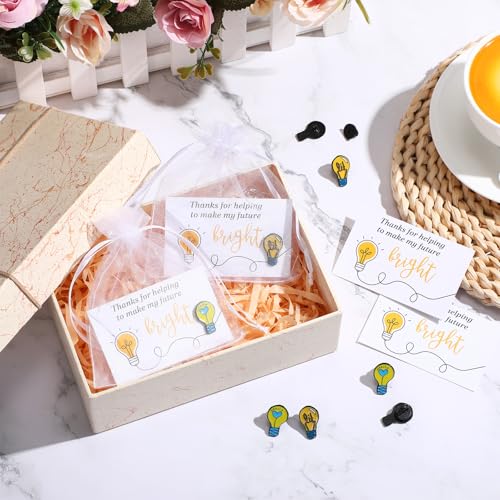 Image of Hoteam Teacher Appreciation Gift Light Bulb Pins Bulk Employee Brooches Bright Future Coworker Thank You Cards