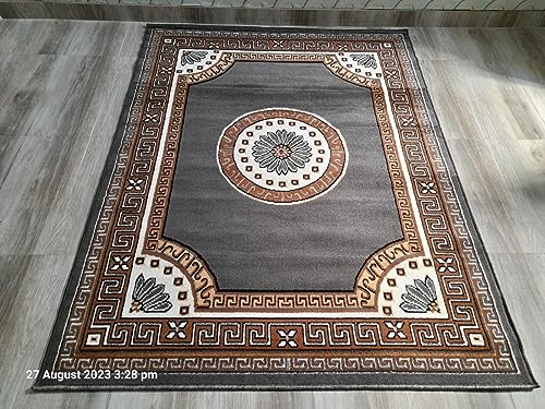 Image of Soft Modern Washable Beautiful Acrylic Rugs for Home Decor Living Room 5x7 Feet (150 x 200 Cm) Grey Color
