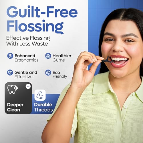 Image of SmartLifeco Eco-Friendly Dual-Thread Dental Floss Picks (200ct) - Flossers Made with Straw Wheat Blend, Natural Teeth Whitening, Tooth Pick Stick for Adults, Activated Bamboo Charcoal Floss Thread