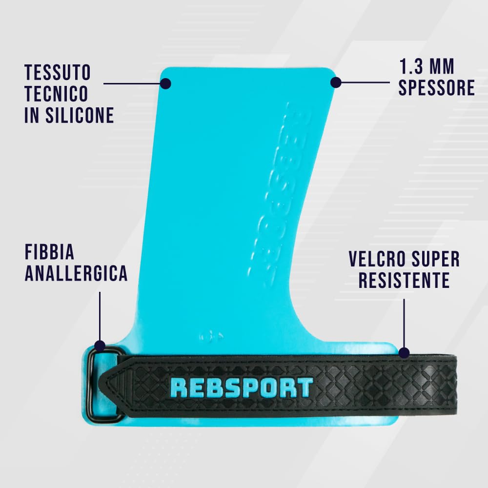 Rebsport Paracalli Crossfit in Silicone Senza Fori, Grip Estremo Senza Magnesite, Paracalli Wod Unisex, Guanti Paracalli per Crossfit, Palestra, Calisthenics, Weightlifting, Massima Protezione Mani