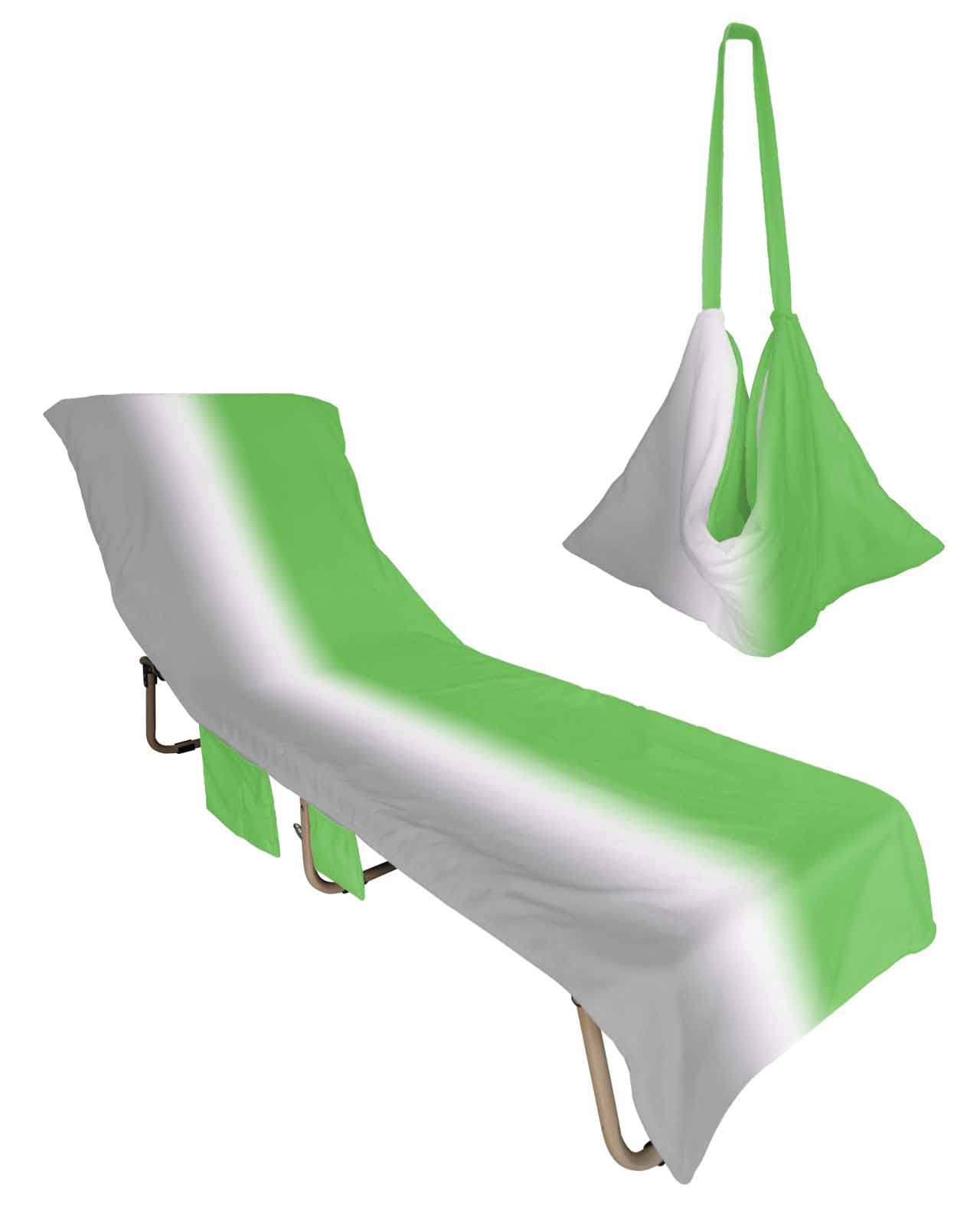 Green Grey Ombre Abstract Art Chaise Lounger Cover with Pockets, Pool Lounge Chair Covers 85