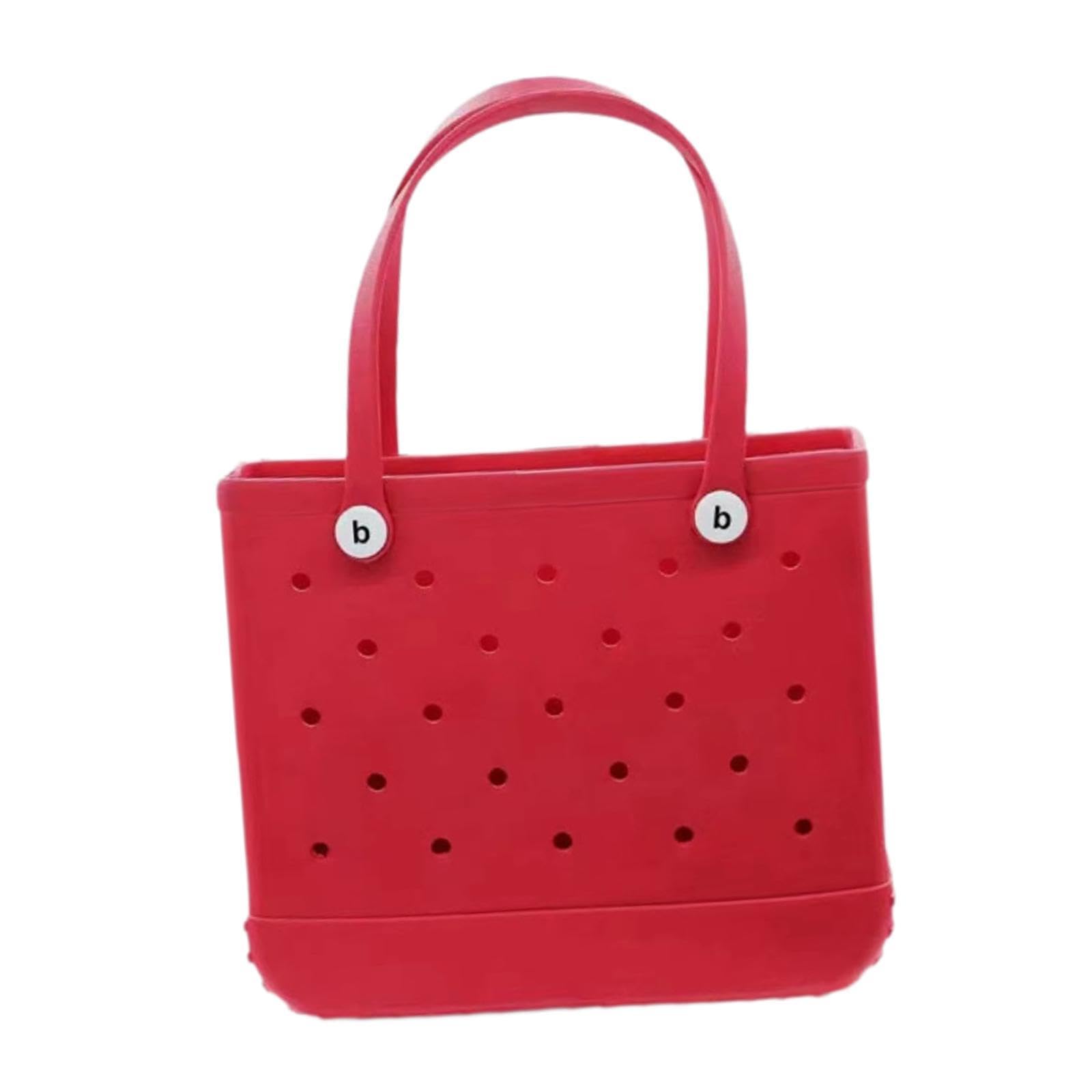 Beach Tote Bag Waterproof with Holes Beach Handbag for Summer Travel Outdoor Large Red-image-49