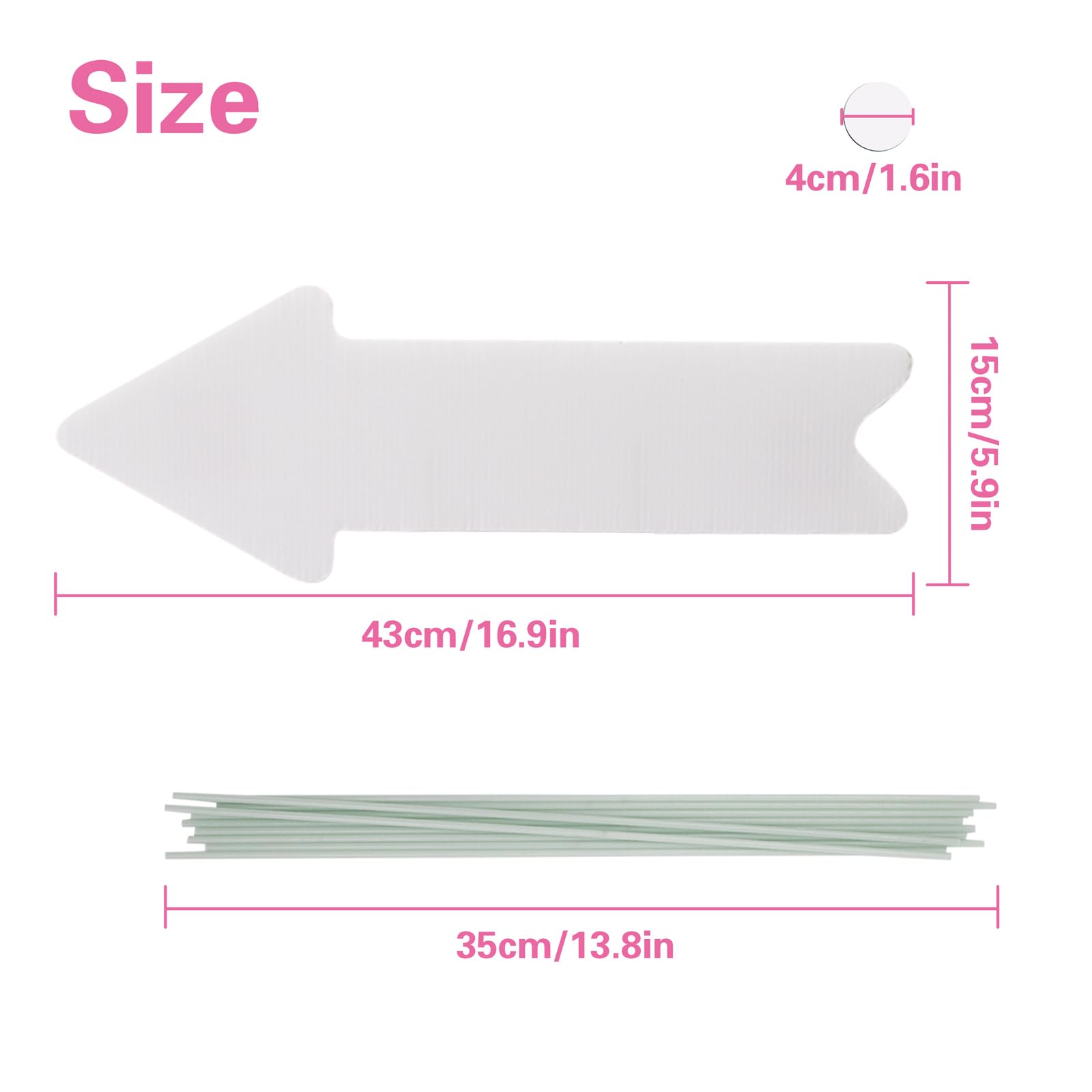 5 Pezzi Cartelli da Giardino con Pali Segni di Freccia Vuoti Segno di Cortile in plastica Cartelli Direzionali per Matrimoni per Festa di compleanno Segnaletica stradale Bianco Fai-Da-Te 43x15 cm