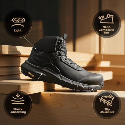 Image of NORTIV 8 Composite Toe Boots for Men - Waterproof Lightweight Non-Slip ASTM F2412-24 & ASTM F2913-24 Safety Work Boots for Warehouse & Construction, VaporGuard-Nano