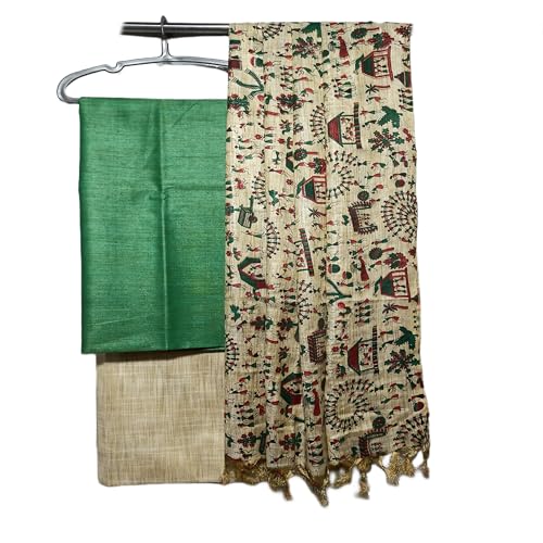 Image of STB-SILKTEXTILES BHAGALPUR Women's Cotton Silk Unstitched Salwar Suit Dress Material With Printed Dupatta | Dress Material For Women's & Girls