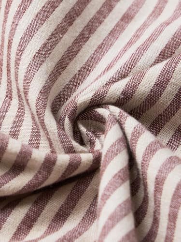 Image of The Souled Store Cotton Linen Stripes: Apricot Men and Boys Long Sleeves Collared Neck Orange Stripes Regular Fit Lightweight Comfortable Summer Cotton Linen Shirts